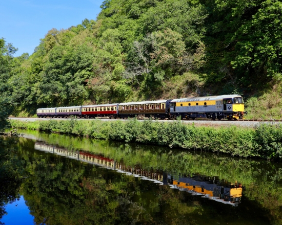 Diesel locomotive by the River Dart